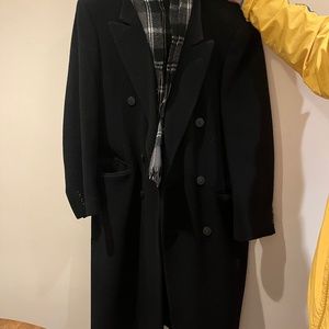 NINO CERRUTI Long Wool CASHMERE Coat Overcoat Mens Size 40 L Black